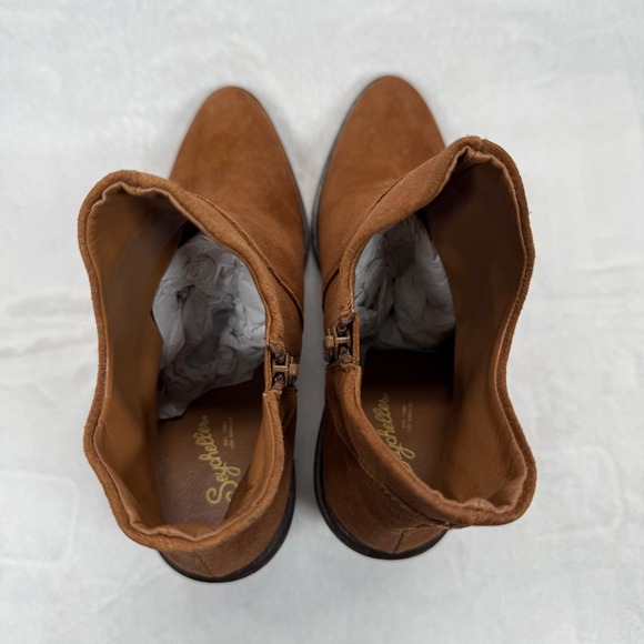 Seychelles Suede‎ Ankle Boots Heel Stacked Brown Leather Size 7 - Picture 7 of 12